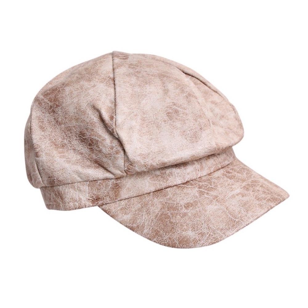 🔥🔥🆕DISTRESSED BEIGE LEATHER GATSBY HAT